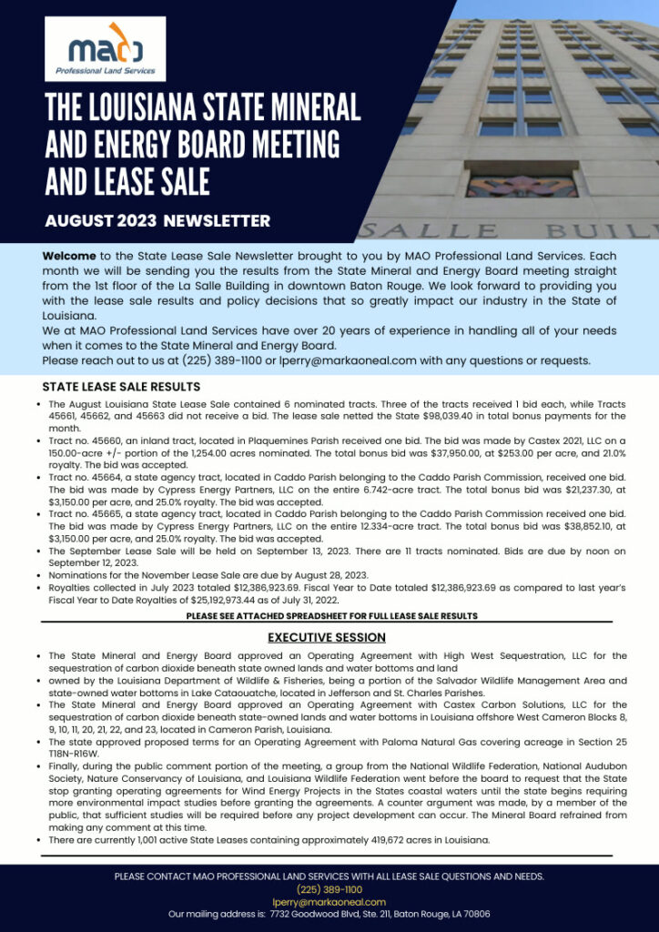 AUGUST 2023 NEWSLETTER