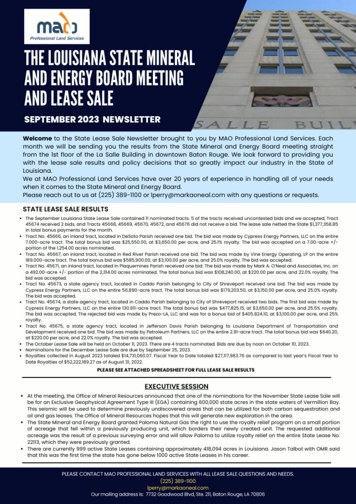 SEPTEMBER 2023 NEWSLETTER